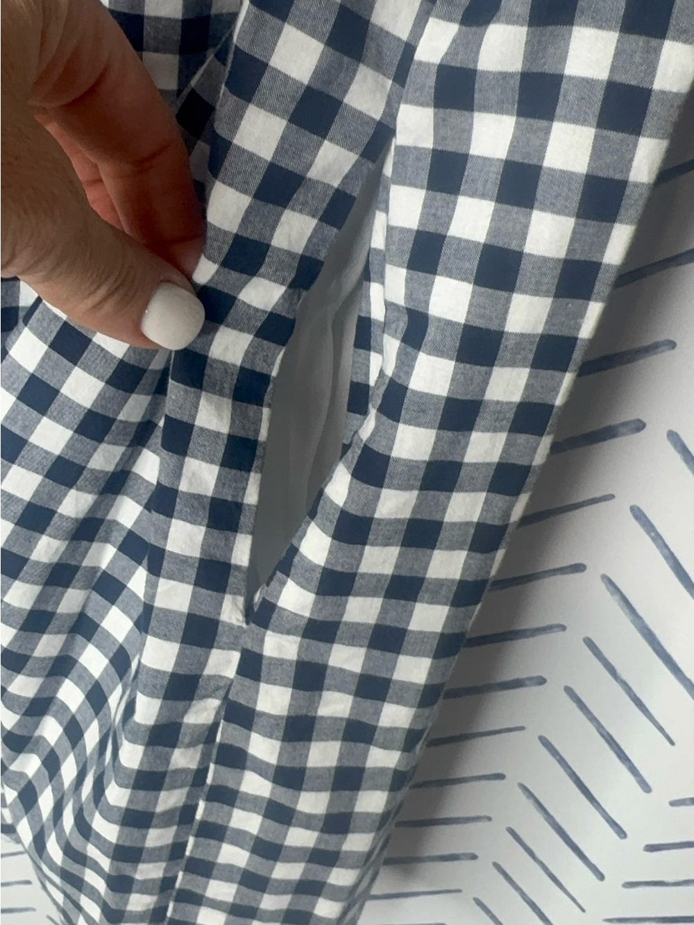 Abercrombie & Fitch navy white gingham off-the-shoulder mini dress size small - Picture 5 of 6
